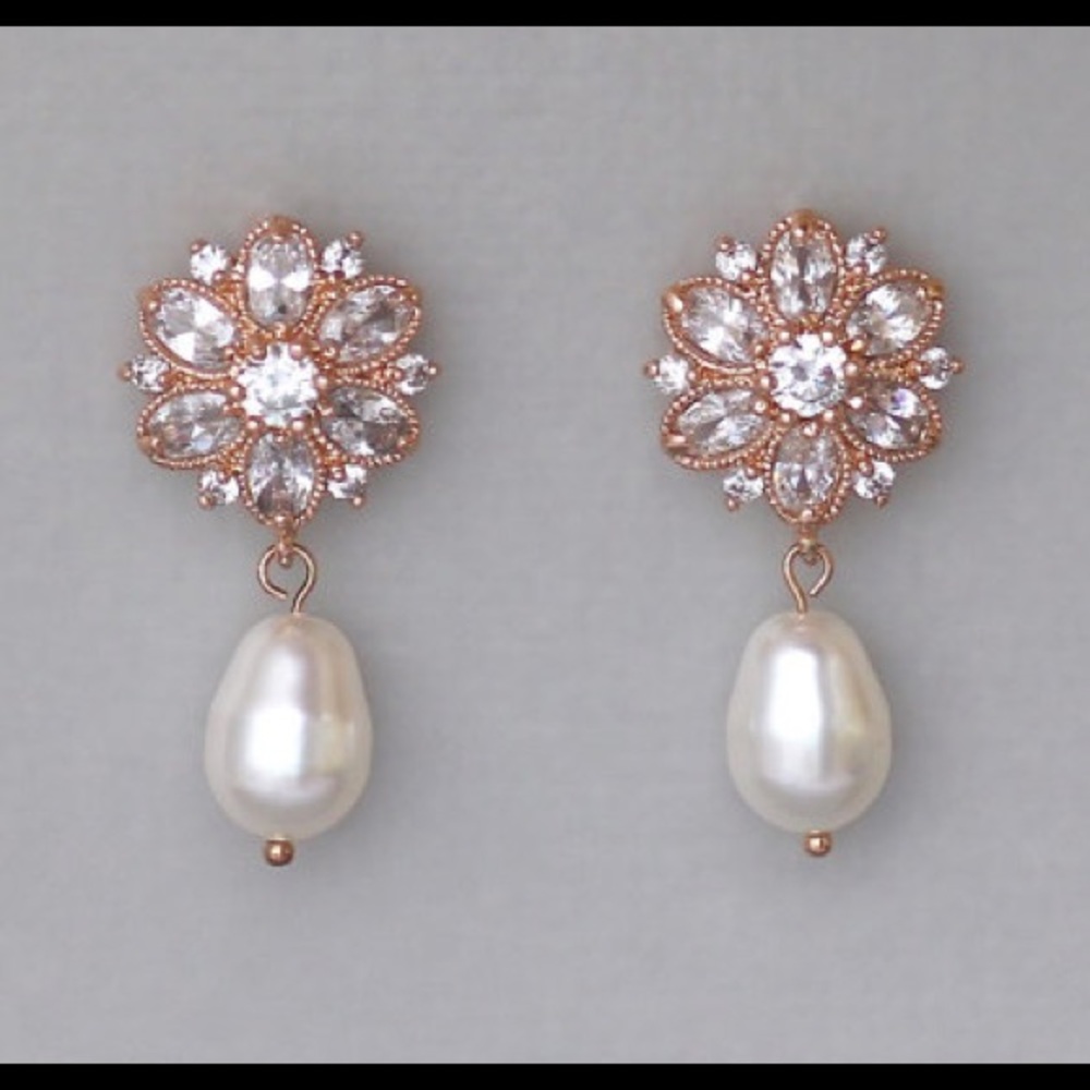 Crystal & Pearl Bridal Earrings